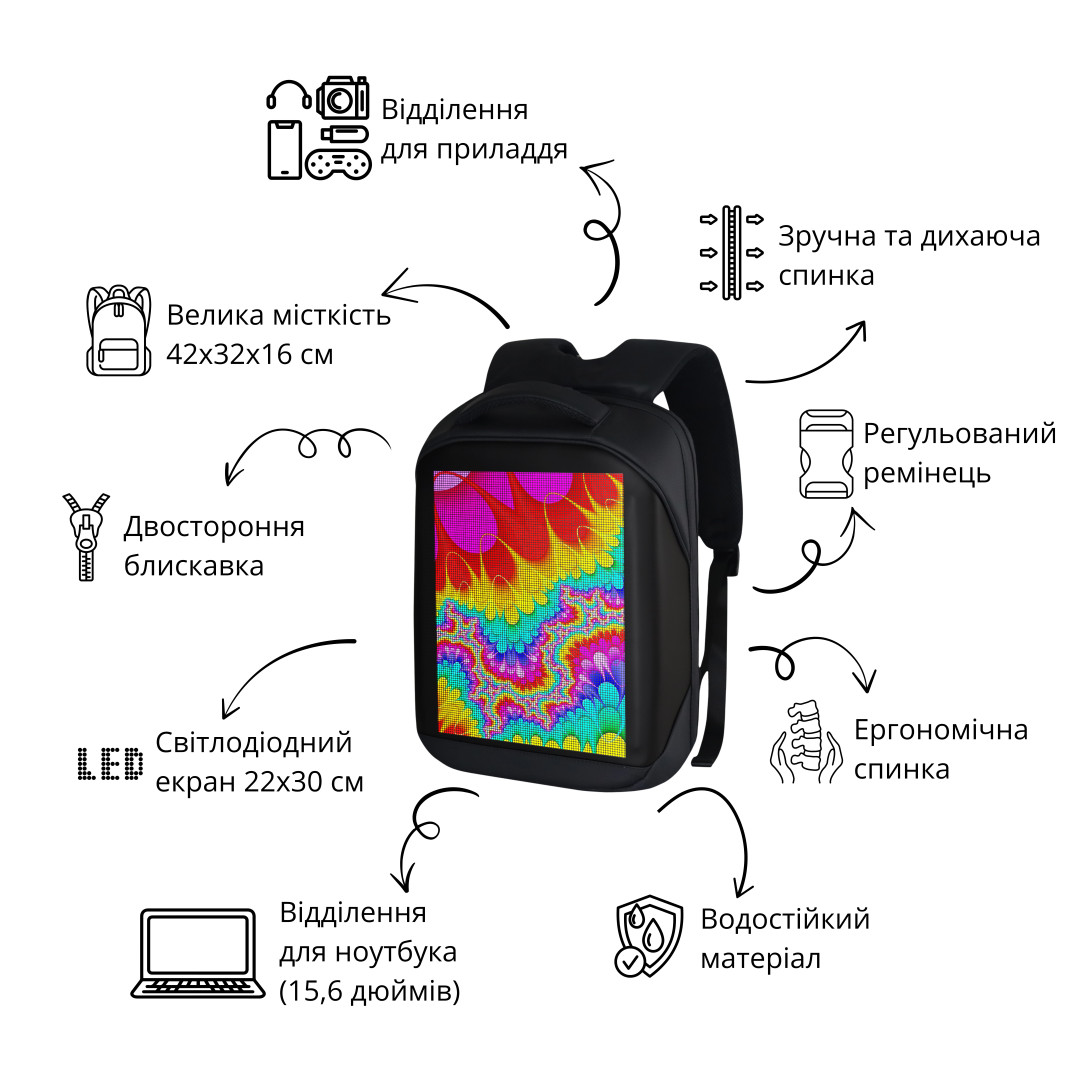 Рюкзак Sobi Pixel Dynamic Pro SB9705 с LED экраном